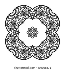 Decorative mandala. Vector illustration. Good for coloring book for adult and older children. Coloring page. Outline drawing.