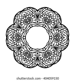Decorative mandala. Vector illustration. Good for coloring book for adult and older children. Coloring page. Outline drawing.