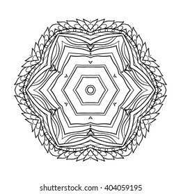 Decorative mandala. Vector illustration. Good for coloring book for adult and older children. Coloring page. Outline drawing.