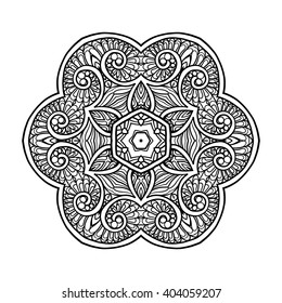Decorative mandala. Vector illustration. Good for coloring book for adult and older children. Coloring page. Outline drawing.
