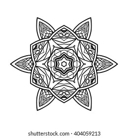 Decorative mandala. Vector illustration. Good for coloring book for adult and older children. Coloring page. Outline drawing.
