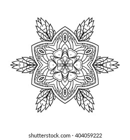 Decorative mandala. Vector illustration. Good for coloring book for adult and older children. Coloring page. Outline drawing.