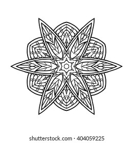 Decorative mandala. Vector illustration. Good for coloring book for adult and older children. Coloring page. Outline drawing.