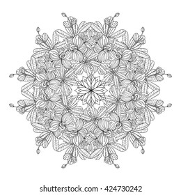 Decorative mandala. Vector illustration. Good for coloring book for adult and older children. Coloring page. Outline drawing.