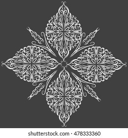 Decorative mandala. Vector illustration. Outline drawing. Ornate line art element. Ornamental floral pattern for wedding invitations, greeting cards.