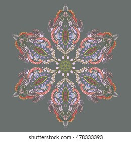 Decorative mandala. Vector illustration. Outline drawing. Ornate line art element. Ornamental floral pattern for wedding invitations, greeting cards.