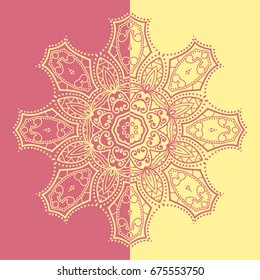 Decorative mandala vintage pattern for print, embroidery design. Stylized floral round ornament. Tribal ethnic arabic, indian decor. Colorful graphic background
