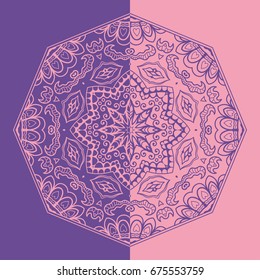 Decorative mandala vintage pattern for print, embroidery design. Stylized floral round ornament. Tribal ethnic arabic, indian decor. Colorful graphic background