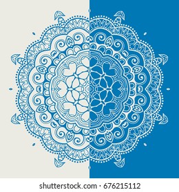Decorative mandala vintage pattern for print, embroidery design. Stylized floral round ornament. Tribal ethnic arabic, indian decor. Colorful graphic background