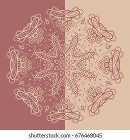 Decorative mandala vintage pattern for print, embroidery design. Stylized floral round ornament. Tribal ethnic arabic, indian decor. Colorful graphic background
