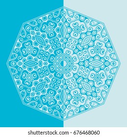 Decorative mandala vintage pattern for print, embroidery design. Stylized floral round ornament. Tribal ethnic arabic, indian decor. Colorful graphic background