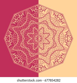 Decorative mandala vintage pattern for print, embroidery design. Stylized floral round ornament. Tribal ethnic arabic, indian decor. Colorful graphic background