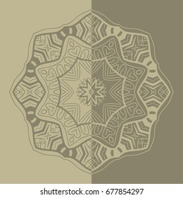 Decorative mandala vintage pattern for print, embroidery design. Stylized floral round ornament. Tribal ethnic arabic, indian decor. Colorful graphic background