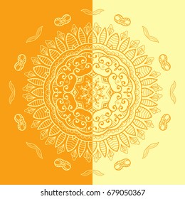 Decorative mandala vintage pattern for print, embroidery design. Stylized floral round ornament. Tribal ethnic arabic, indian decor. Colorful graphic background