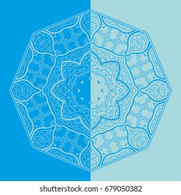 Decorative mandala vintage pattern for print, embroidery design. Stylized floral round ornament. Tribal ethnic arabic, indian decor. Colorful graphic background