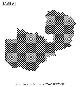 A decorative map showcases Zambia's outline using a dotted design, emphasizing its geographical borders and features.