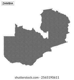 A decorative map showcases Zambia's outline using a dotted design, emphasizing its geographical borders and features.