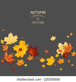 Decorative maple leaves on dark background with copy space.