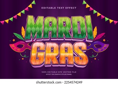 decorative mardi gras editable text effect vector