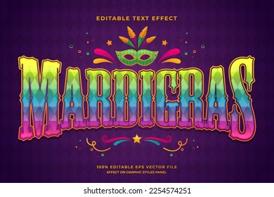 decorative mardi gras editable text effect vector