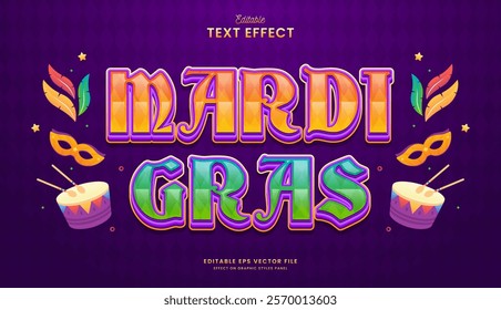 decorative mardi gras editable text effect design