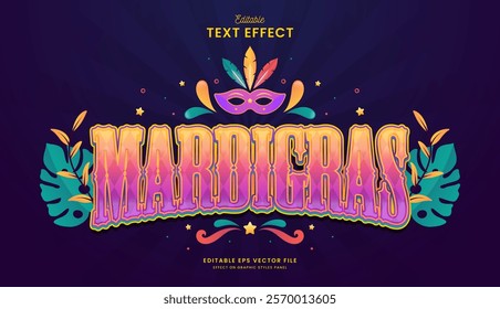 decorative mardi gras editable text effect design