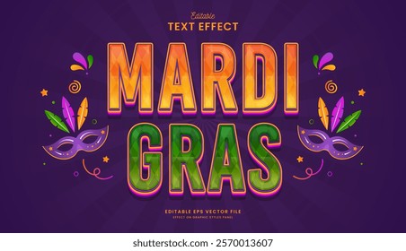 decorative mardi gras editable text effect design