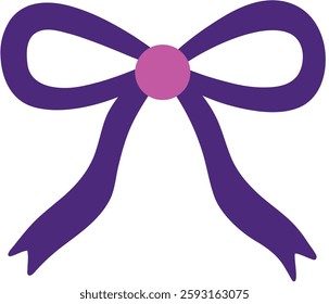 Decorative Mardi Gras Violet Ribbon Hand Drawn Vector Illustration