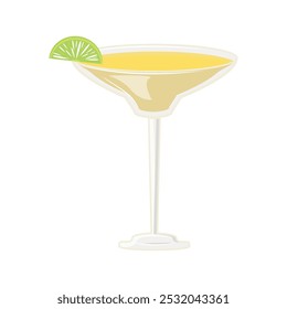 Decorative margarita glass with a lime wedge, classic cocktail for festive occasions