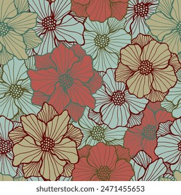 Decorative marigold blossom repeating design. Organic bouquet ornament. Marigold flower with striped petals. Packaging print. Field bloom spring periodic sample Valentines day vector.