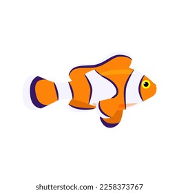 Decorative marine fish orange with white stripes. Vector marine fish isolated on white background