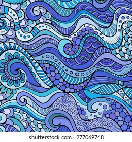 Decorative marine sea life ornamental ethnic vector background