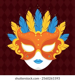 Decorative mask with feathers for carnival Vector
