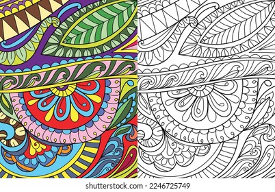 Decorative mehndi design floral coloring book page vector illustration