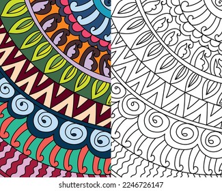 Decorative mehndi design floral coloring book page vector illustration
