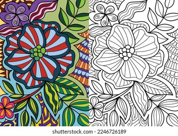 Decorative mehndi design floral coloring book page vector illustration