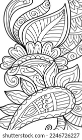 Decorative mehndi design floral coloring book page vector illustration