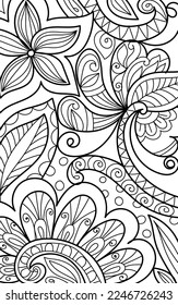 Decorative mehndi design floral coloring book page vector illustration