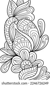 Decorative mehndi design floral coloring book page vector illustration