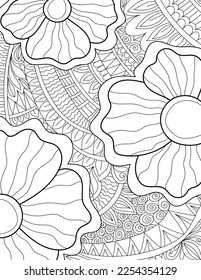 Decorative mehndi design floral coloring book page vector illustration