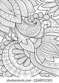 Decorative mehndi design floral coloring book page vector illustration
