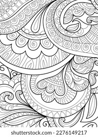 Decorative mehndi design floral coloring book page vector illustration
