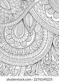 Decorative mehndi design floral coloring book page vector illustration