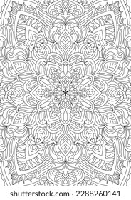 Decorative mehndi design floral coloring book page vector illustration