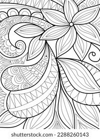 Decorative mehndi design floral coloring book page vector illustration