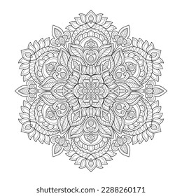 Decorative mehndi design floral coloring book page vector illustration