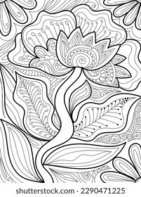 Decorative mehndi design floral coloring book page vector illustration