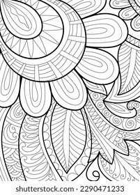 Decorative mehndi design floral coloring book page vector illustration