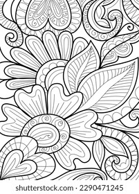 Decorative mehndi design floral coloring book page vector illustration
