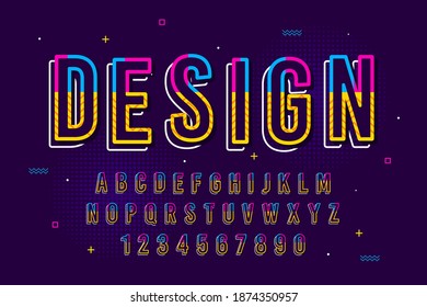 decorative memphis Font and Alphabet vector